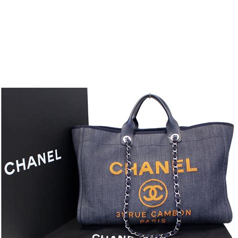 chanel deauville tote denim|Chanel deauville medium tote.